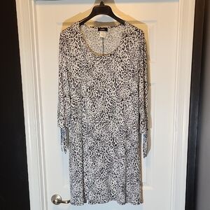 MSK, Black & White Leopard Print Dress, XL